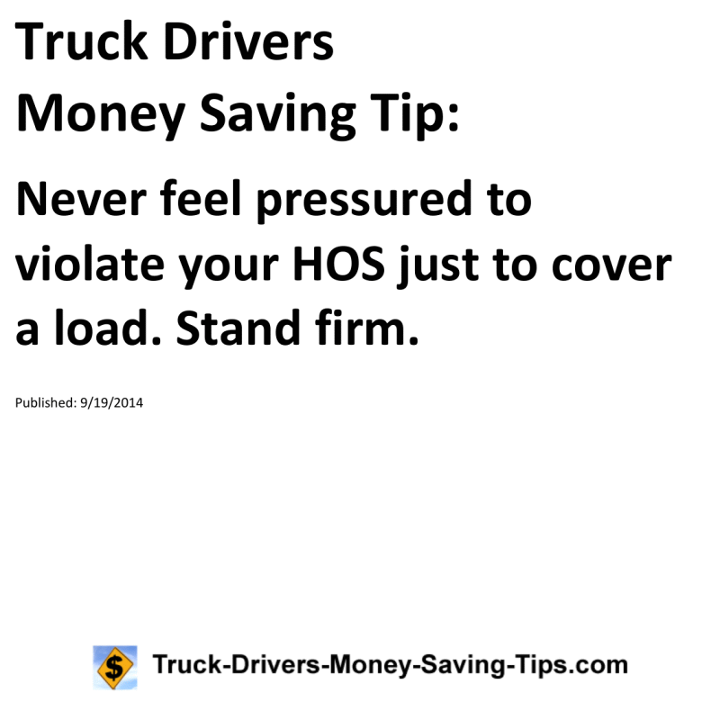 Truck Drivers Money Saving Tip for 09-19-2014