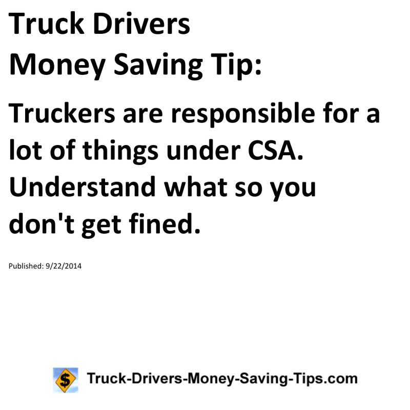 Truck Drivers Money Saving Tip for 09-22-2014