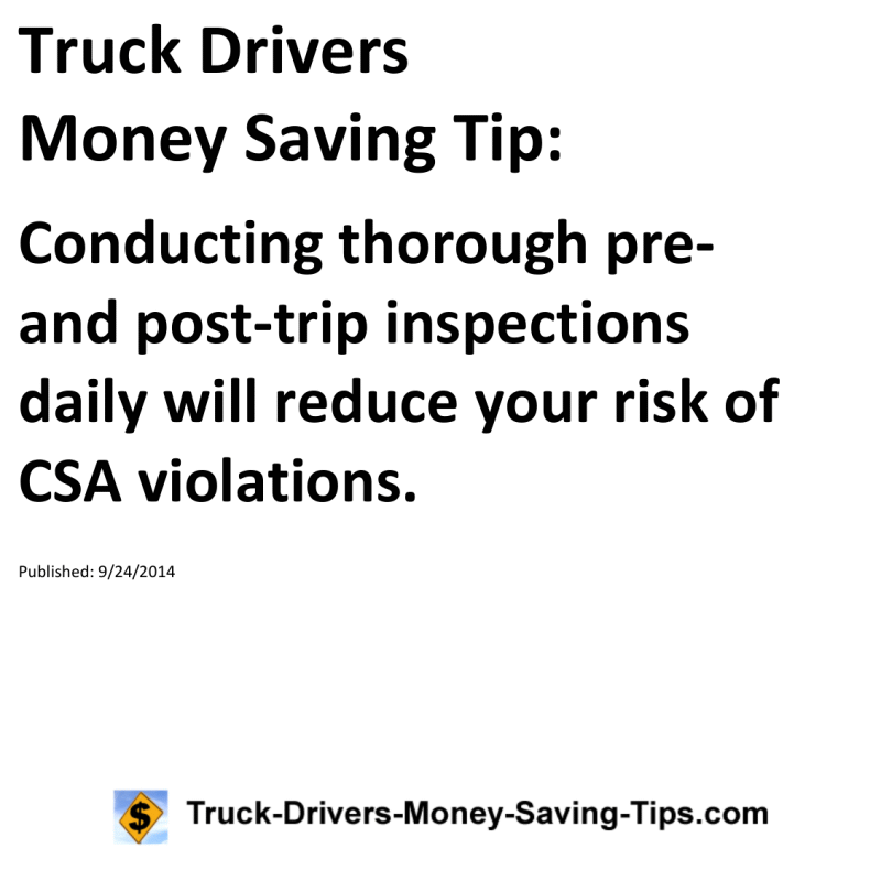 Truck Drivers Money Saving Tip for 09-24-2014