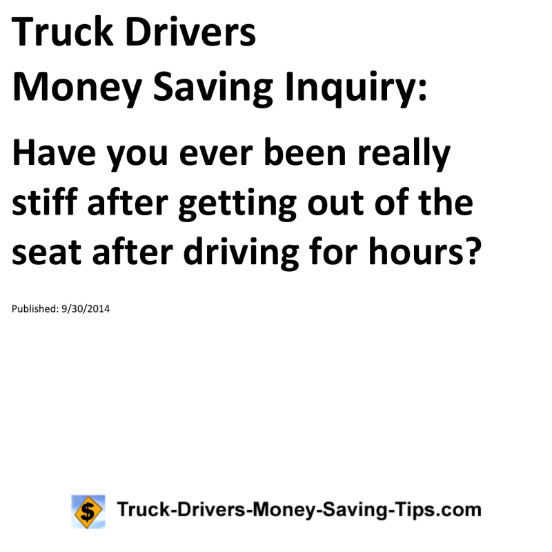 Truck Drivers Money Saving Inquiry for 09-30-2014