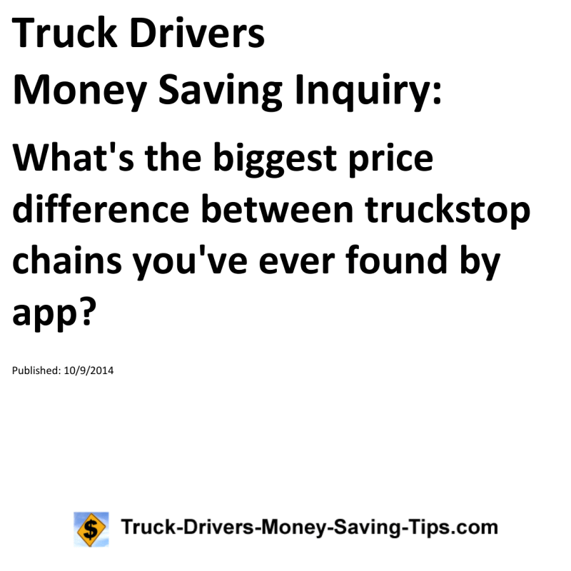 Truck Drivers Money Saving Inquiry for 10-09-2014