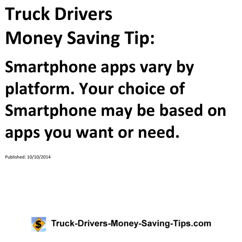 Truck Drivers Money Saving Tip for 10-10-2014