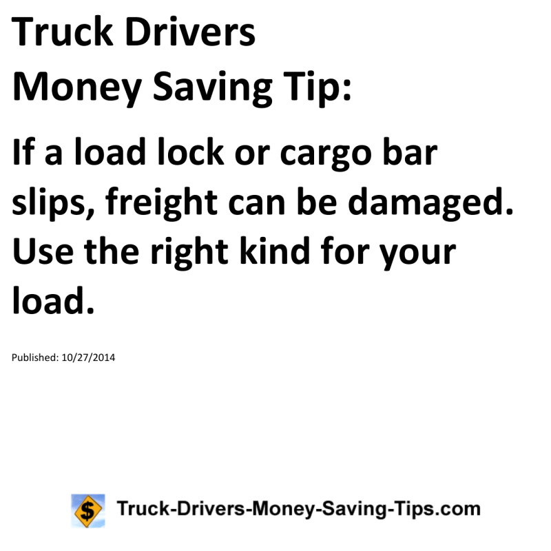 Truck Drivers Money Saving Tip for 10-27-2014