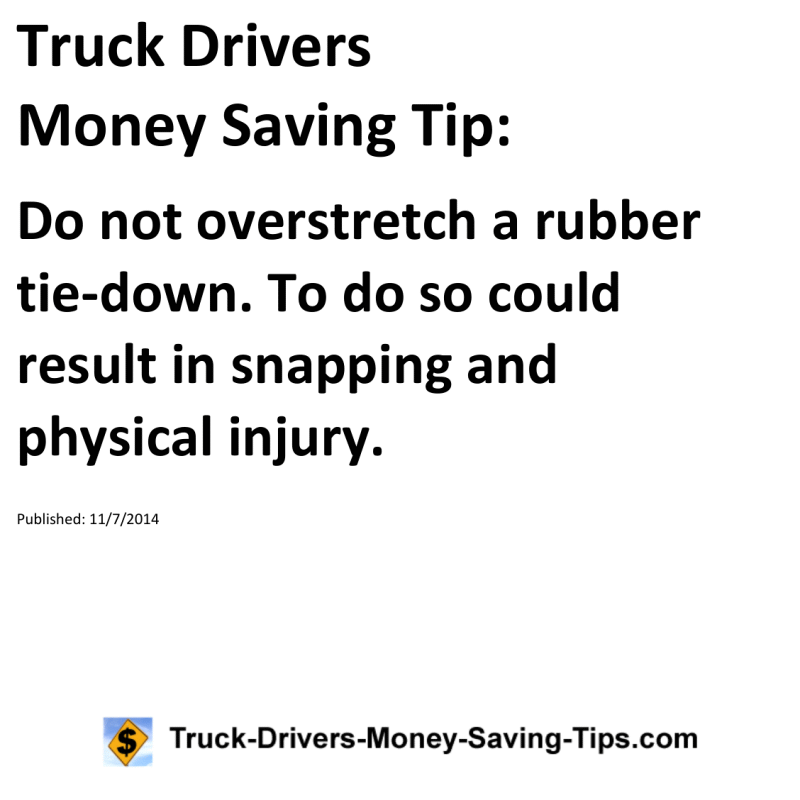 Truck Drivers Money Saving Tip for 11-07-2014