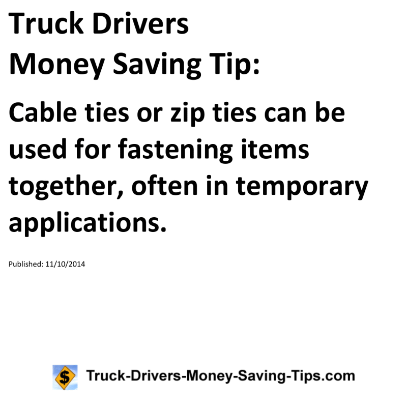 Truck Drivers Money Saving Tip for 11-10-2014