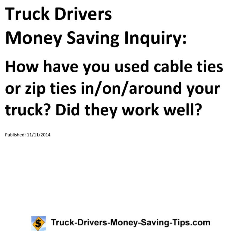 Truck Drivers Money Saving Inquiry for 11-11-2014