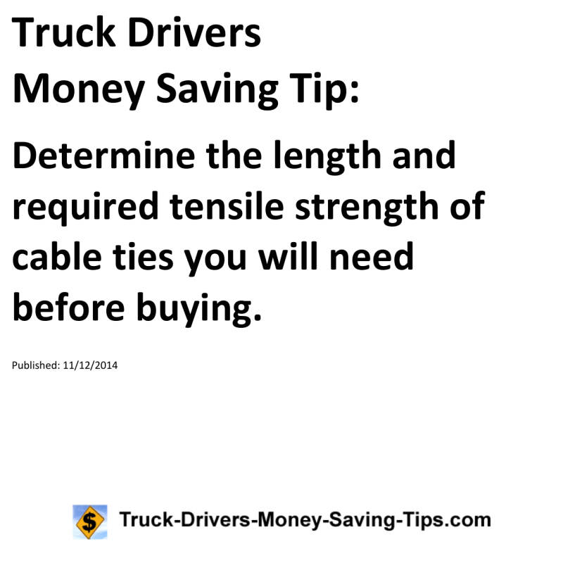 Truck Drivers Money Saving Tip for 11-12-2014