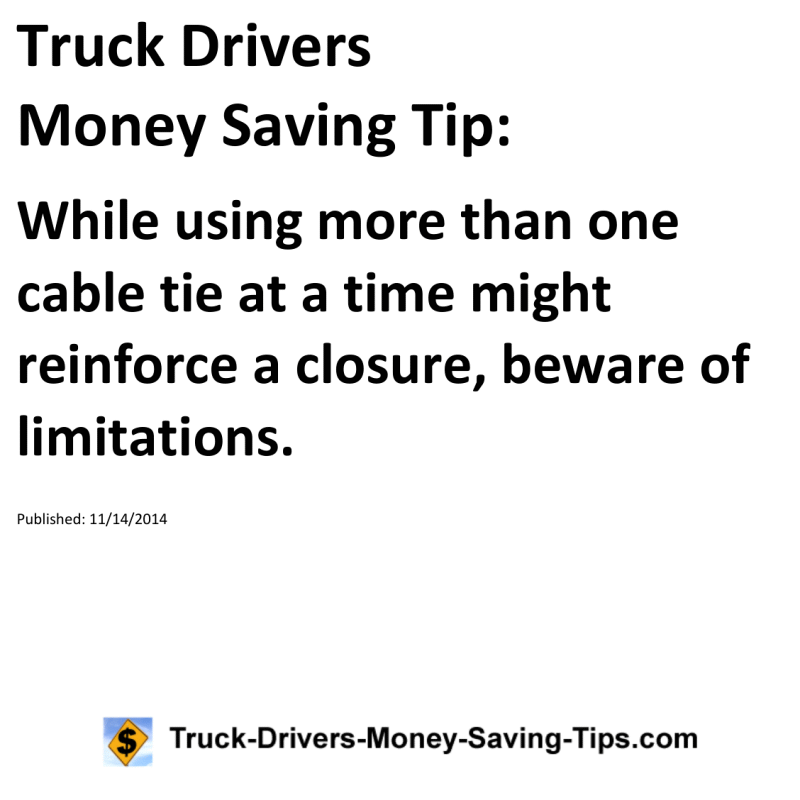 Truck Drivers Money Saving Tip for 11-14-2014