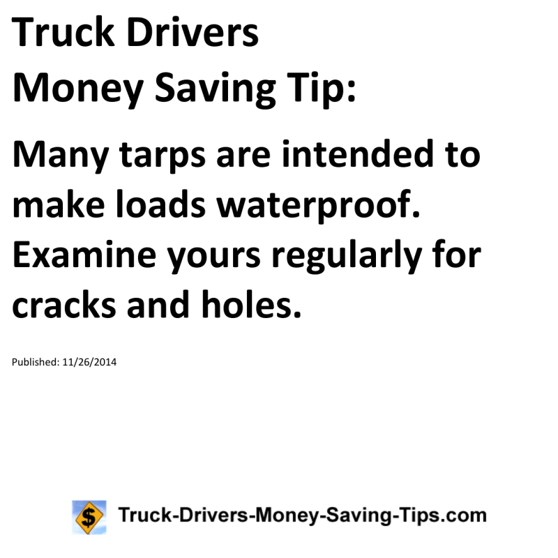 Truck Drivers Money Saving Tip for 11-26-2014