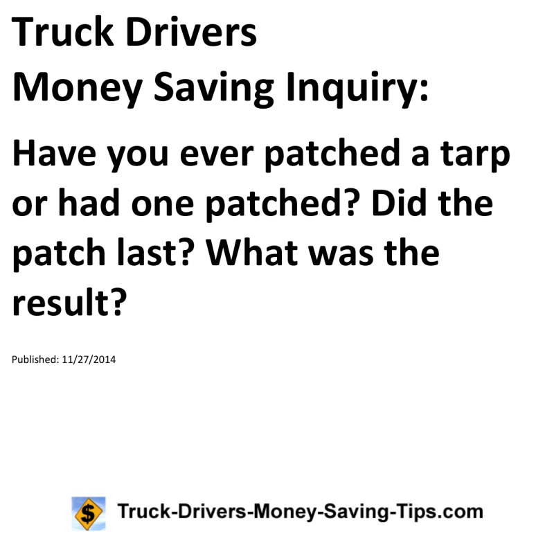 Truck Drivers Money Saving Inquiry for 11-27-2014