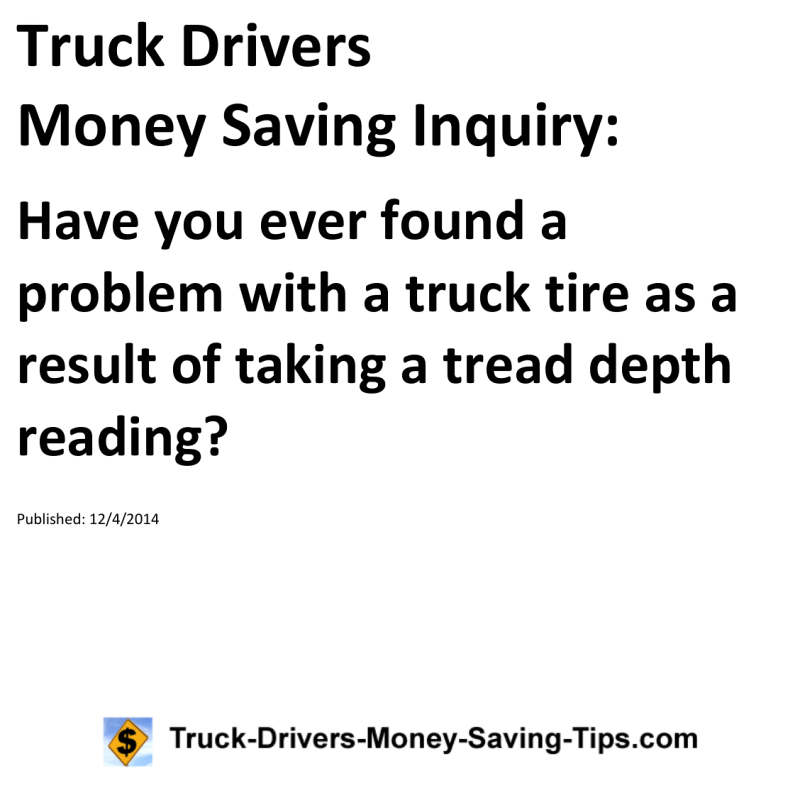 Truck Drivers Money Saving Inquiry for 12-04-2014