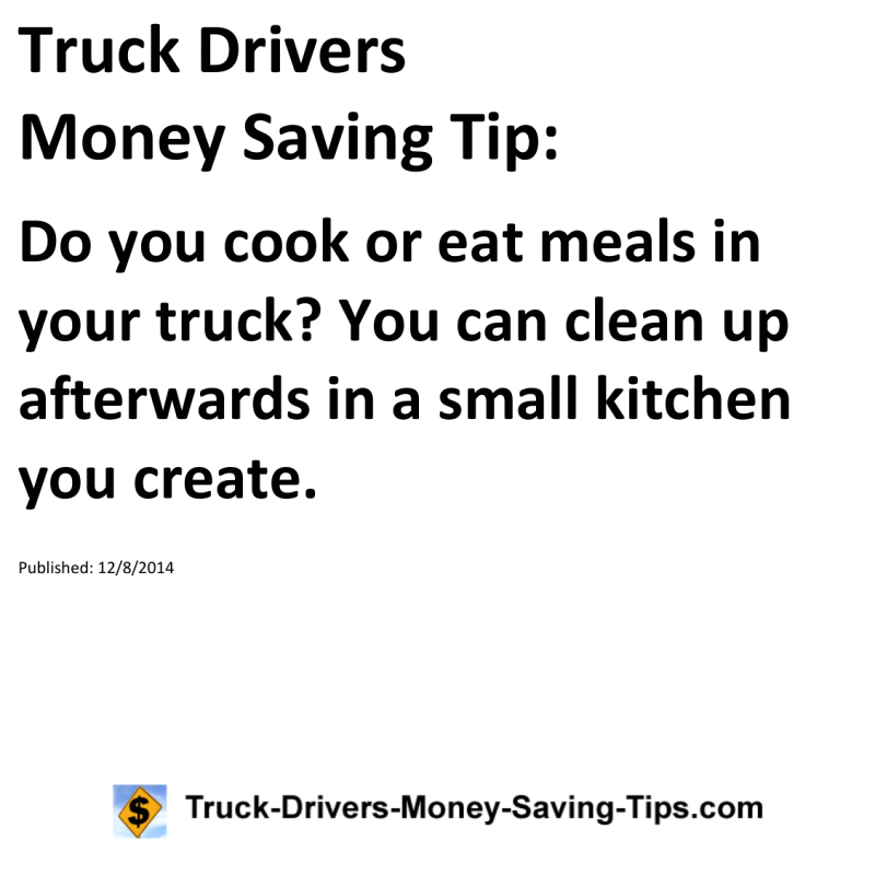 Truck Drivers Money Saving Tip for 12-08-2014