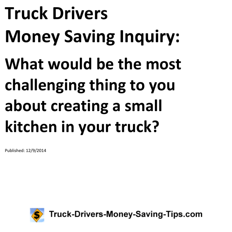 Truck Drivers Money Saving Inquiry for 12-09-2014