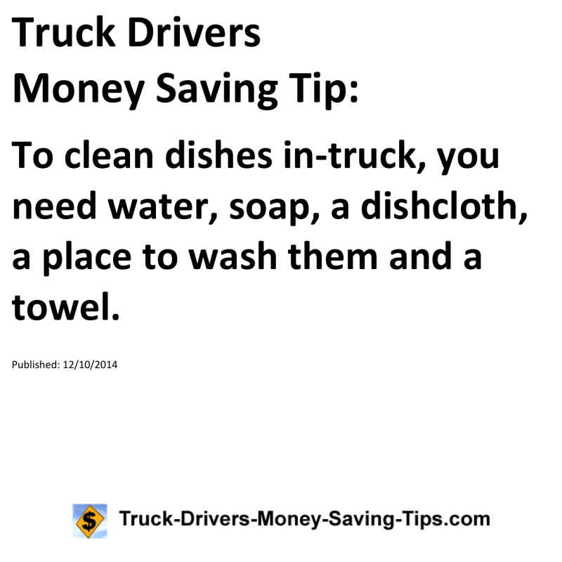 Truck Drivers Money Saving Tip for 12-10-2014