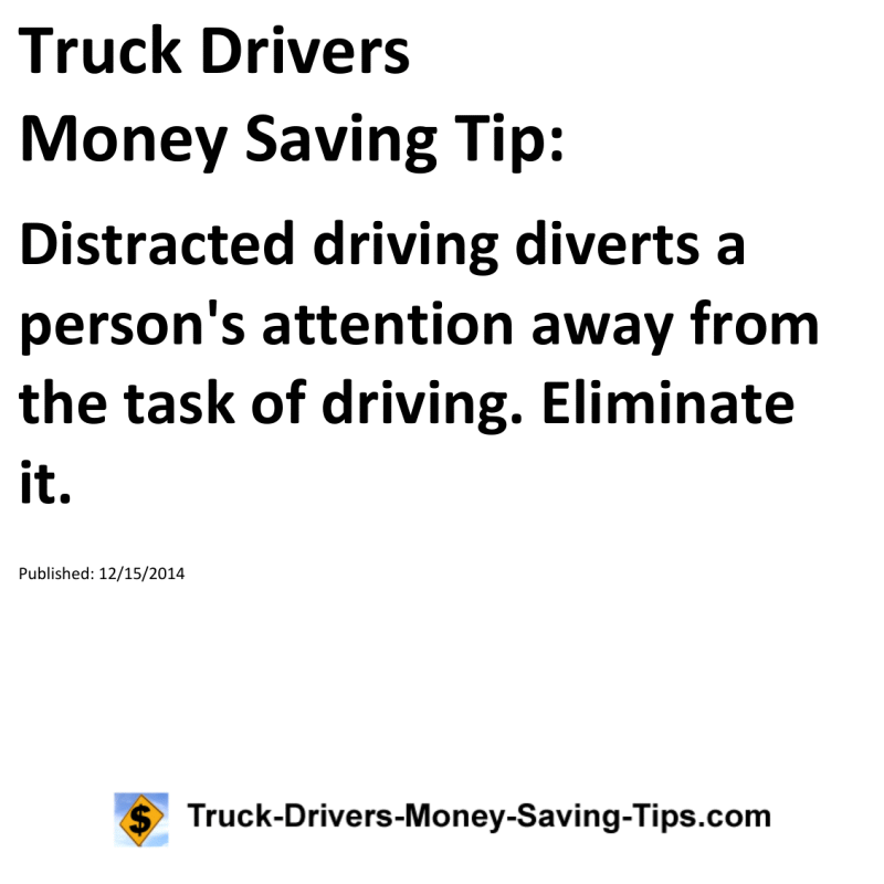 Truck Drivers Money Saving Tip for 12-15-2014