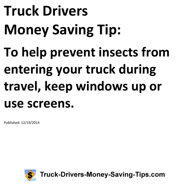 Truck Drivers Money Saving Tip for 12-19-2014