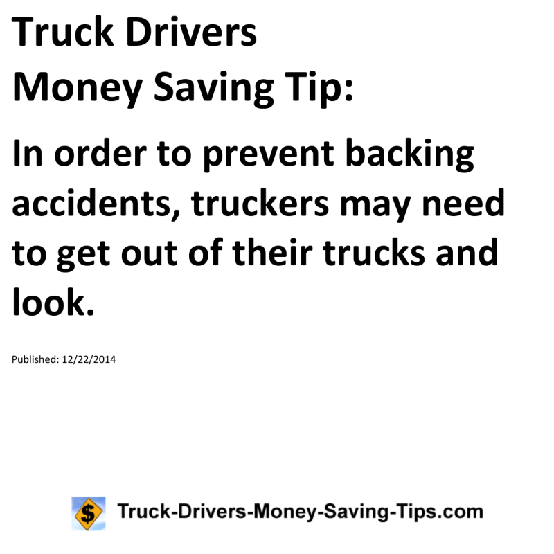 Truck Drivers Money Saving Tip for 12-22-2014