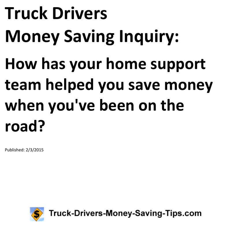 Truck Drivers Money Saving Inquiry for 02-03-2015