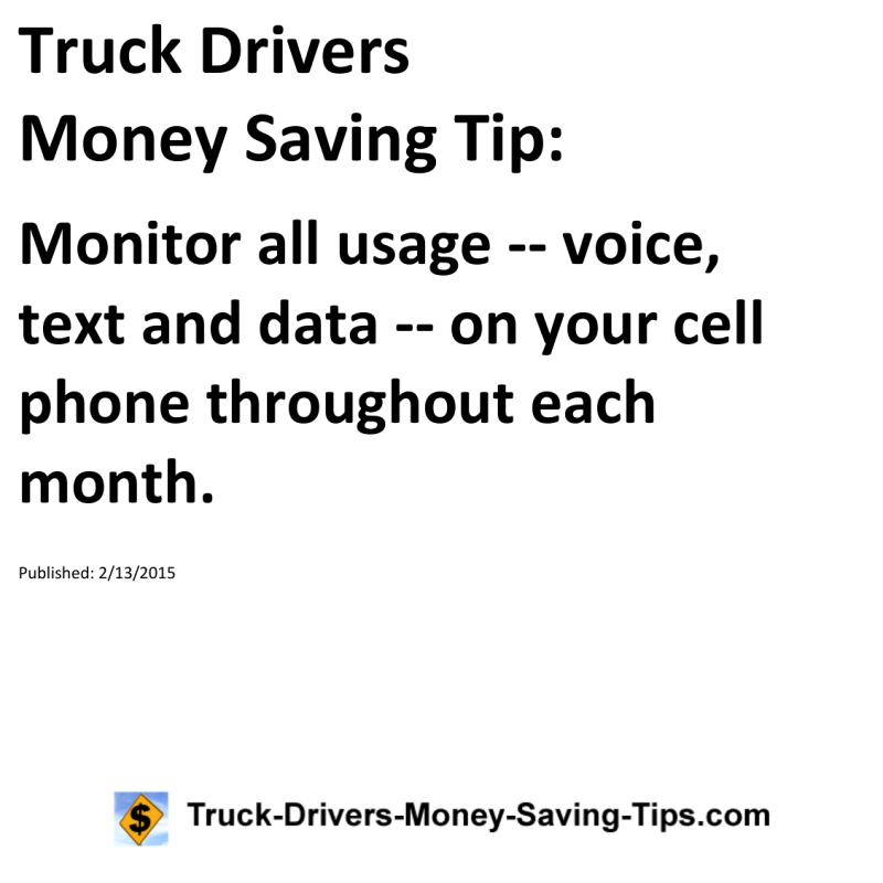 Truck Drivers Money Saving Tip for 02-13-2015