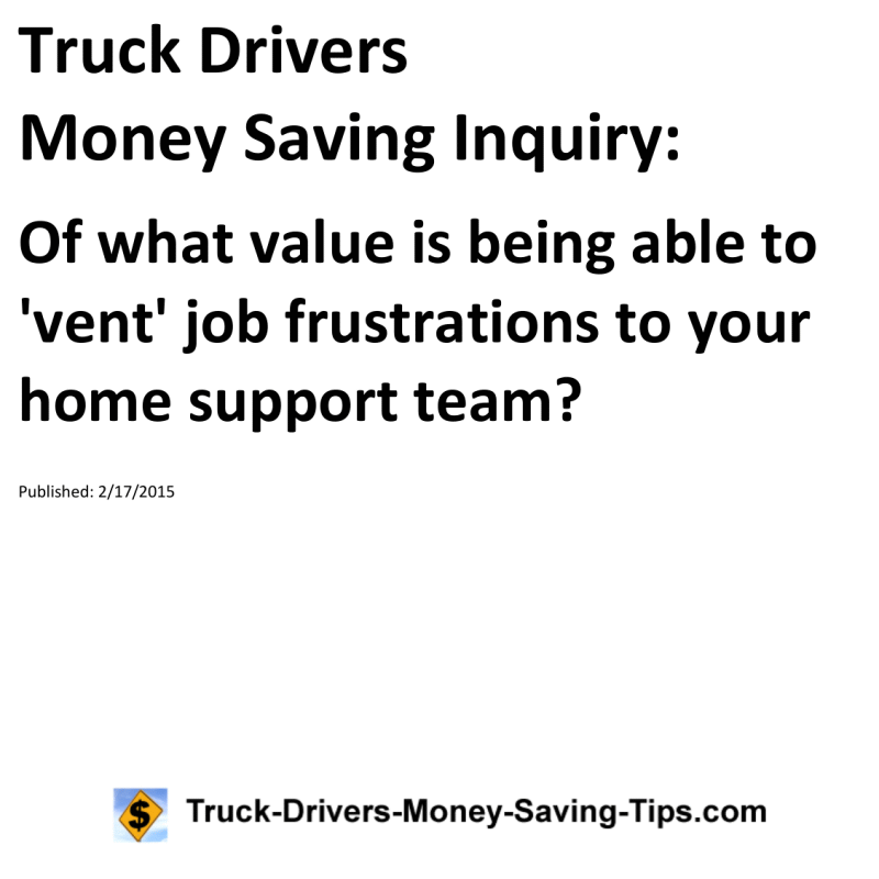 Truck Drivers Money Saving Inquiry for 02-17-2015