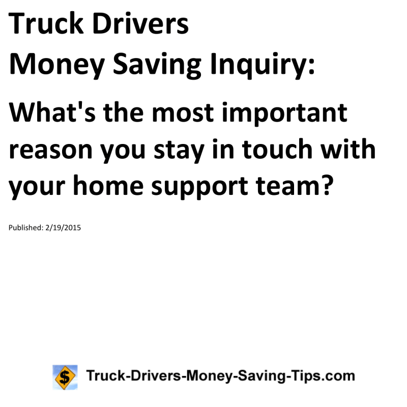 Truck Drivers Money Saving Inquiry for 02-19-2015