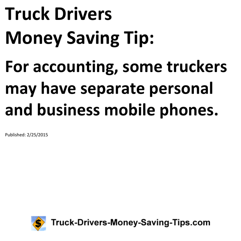 Truck Drivers Money Saving Tip for 02-25-2015