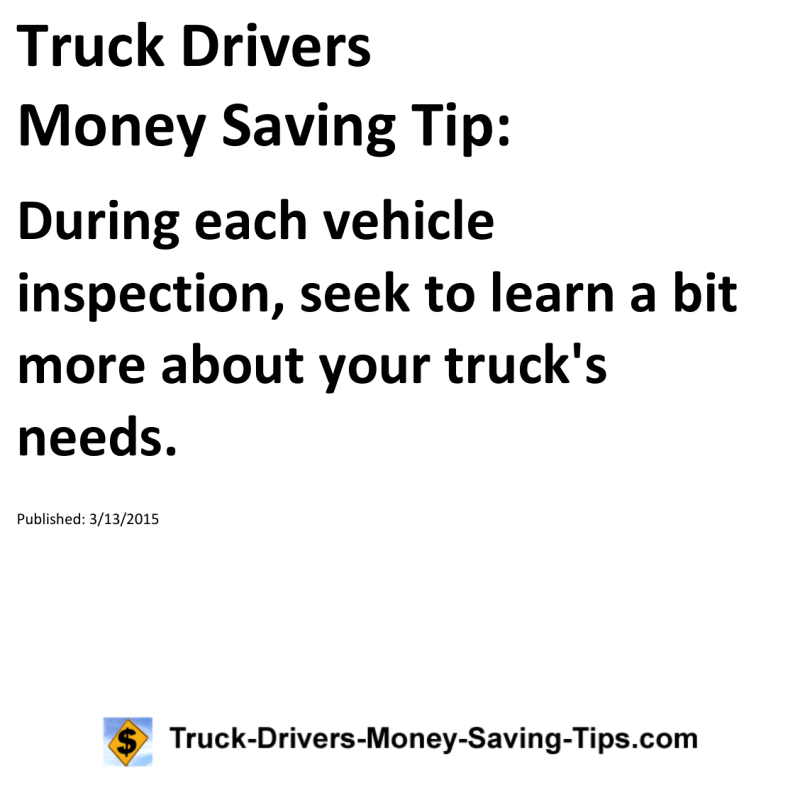 Truck Drivers Money Saving Tip for 03-13-2015