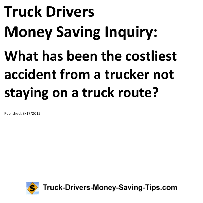 Truck Drivers Money Saving Inquiry for 03-17-2015