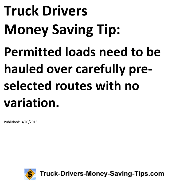 Truck Drivers Money Saving Tip for 03-20-2015