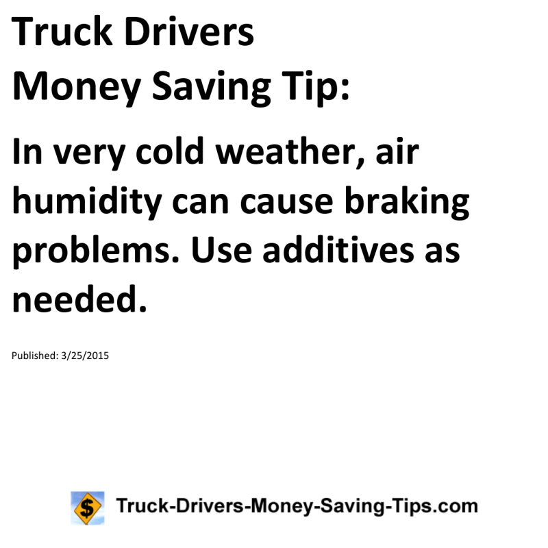 Truck Drivers Money Saving Tip for 03-25-2015