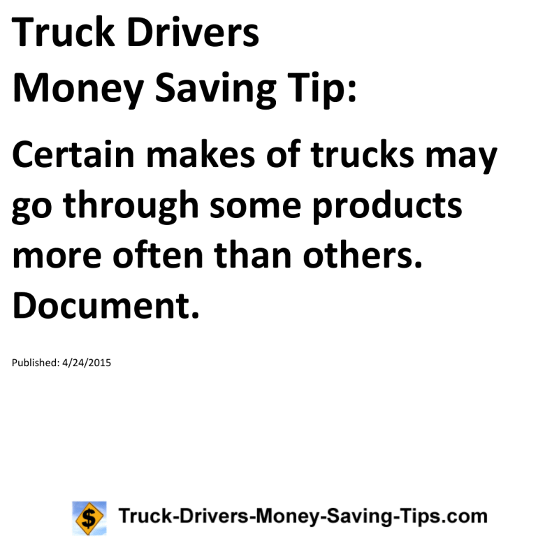 Truck Drivers Money Saving Tip for 04-24-2015