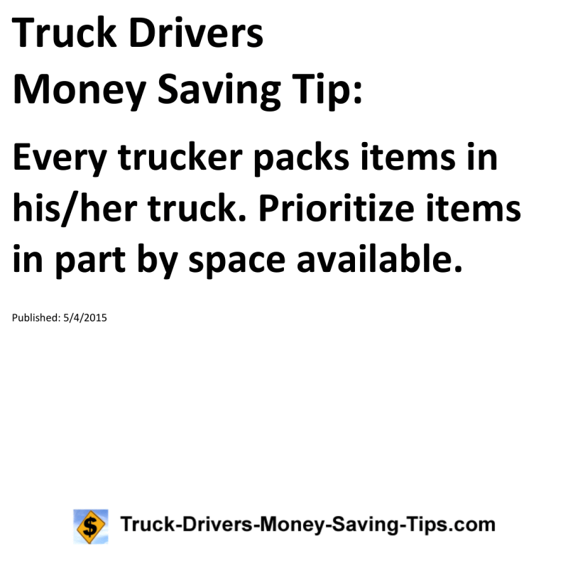 Truck Drivers Money Saving Tip for 05-04-2015