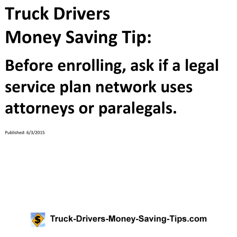 Truck Drivers Money Saving Tip for 06-03-2015