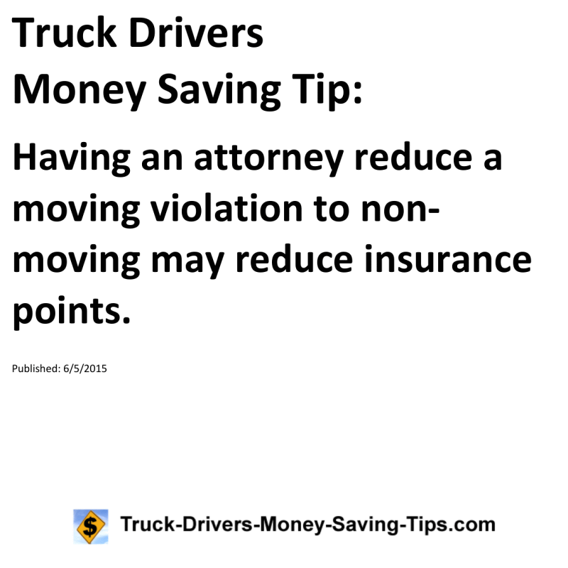 Truck Drivers Money Saving Tip for 06-05-2015