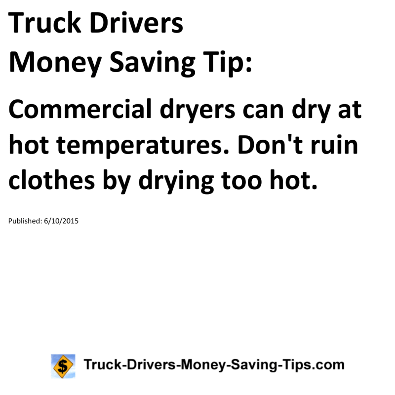 Truck Drivers Money Saving Tip for 06-10-2015