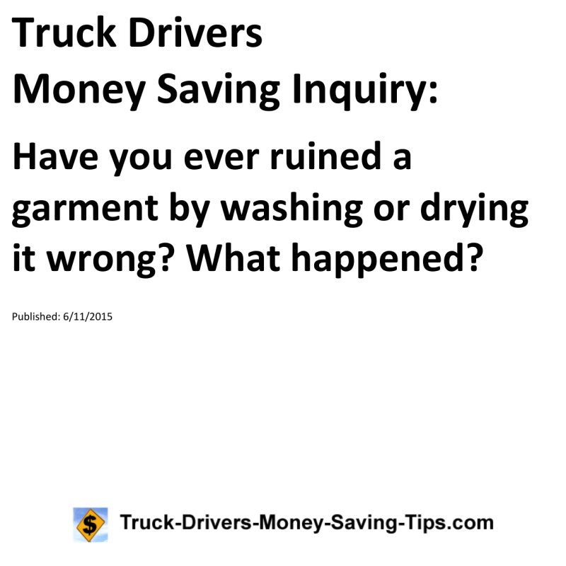 Truck Drivers Money Saving Inquiry for 06-11-2015