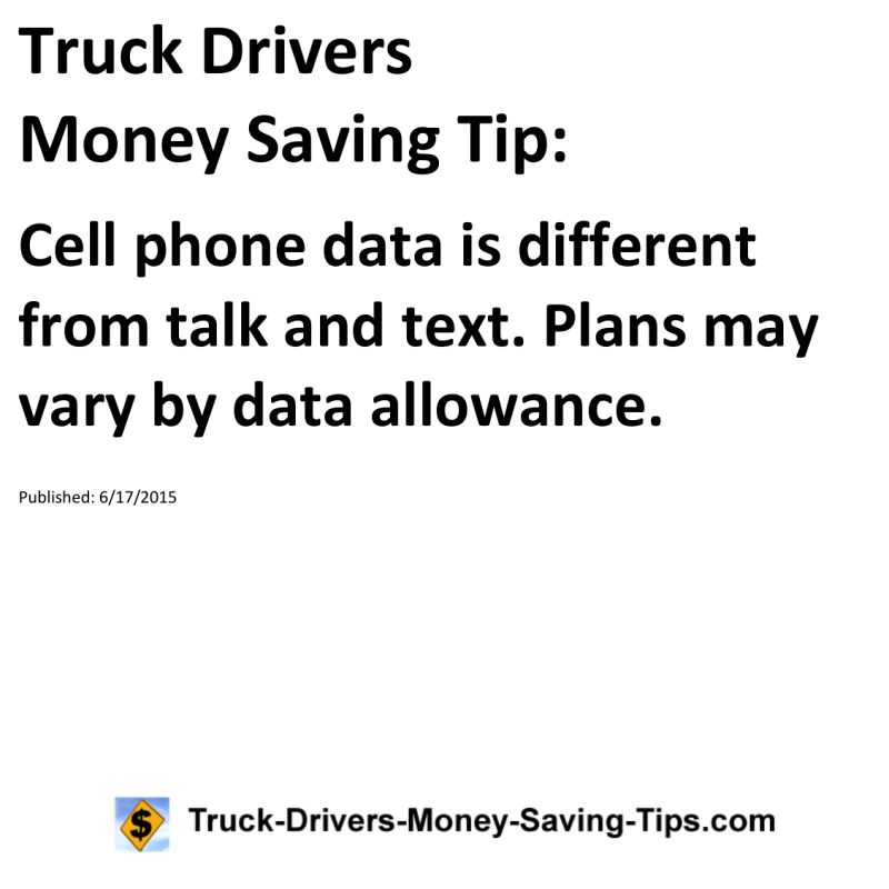 Truck Drivers Money Saving Tip for 06-17-2015