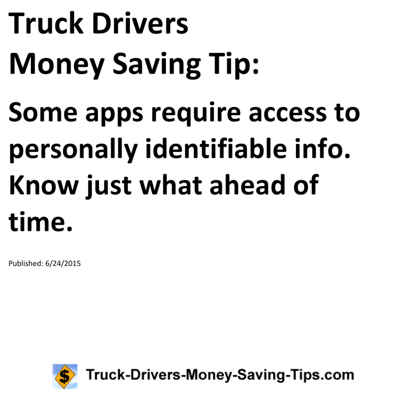 Truck Drivers Money Saving Tip for 06-24-2015