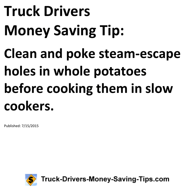 Truck Drivers Money Saving Tip for 07-15-2015