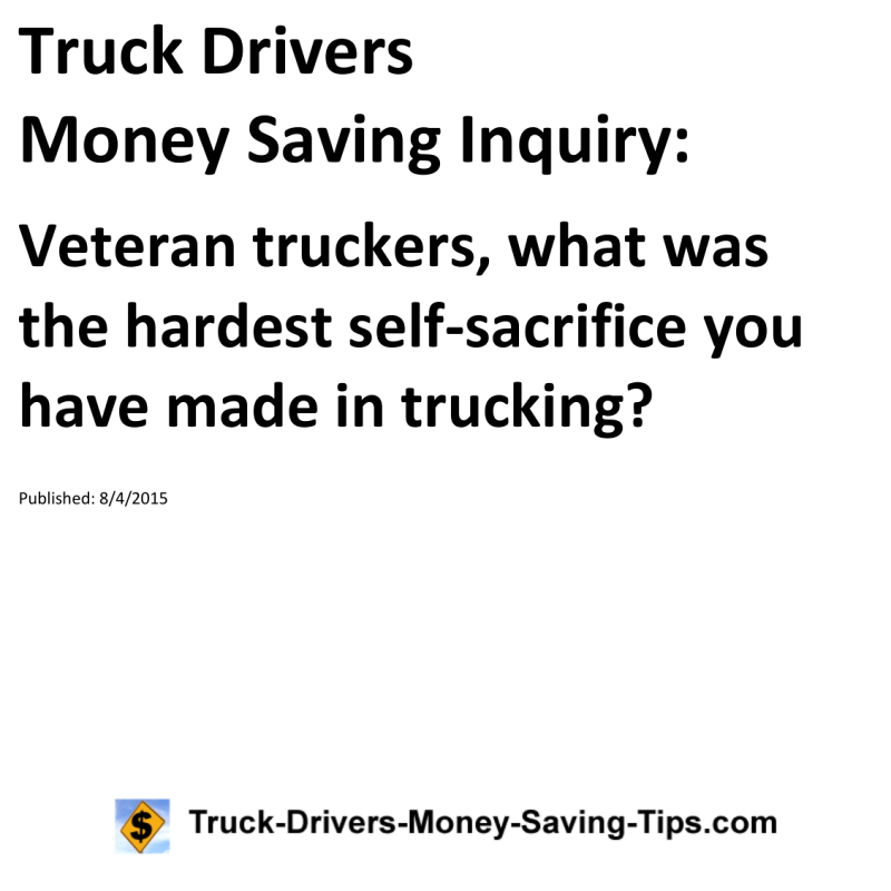 Truck Drivers Money Saving Inquiry for 08-04-2015