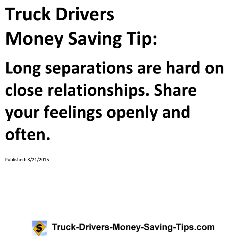 Truck Drivers Money Saving Tip for 08-21-2015