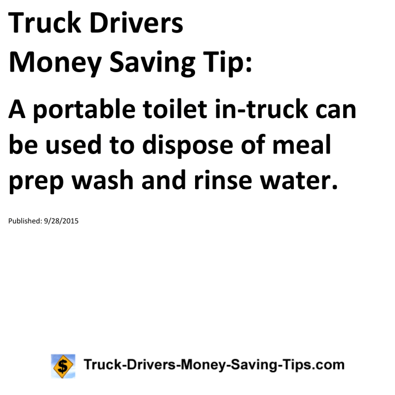 Truck Drivers Money Saving Tip for 09-28-2015