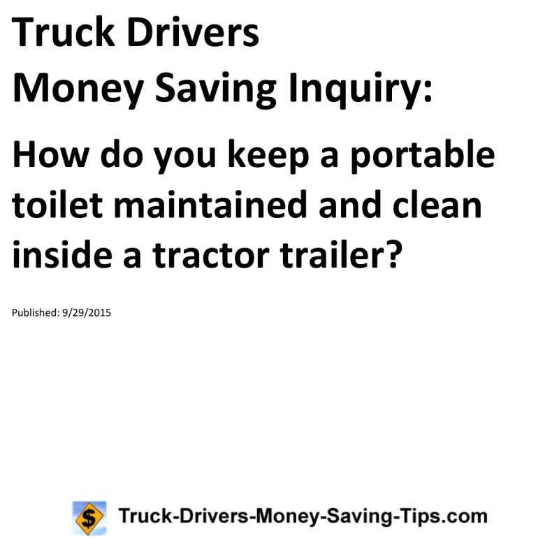 Truck Drivers Money Saving Inquiry for 09-29-2015