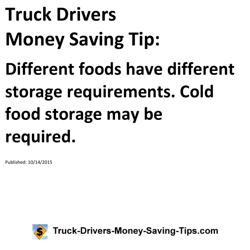 Truck Drivers Money Saving Tip for 10-14-2015