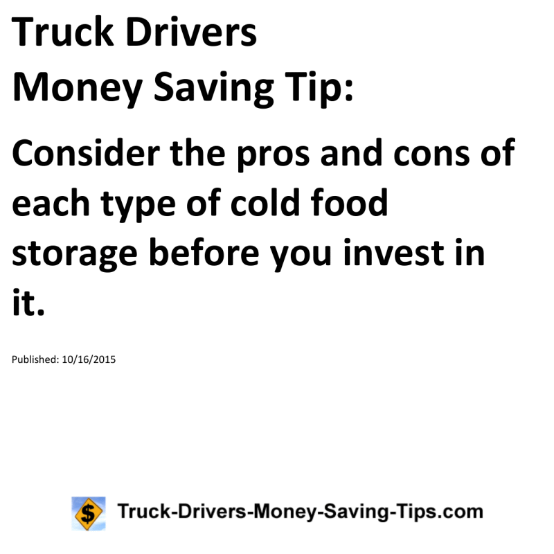 Truck Drivers Money Saving Tip for 10-16-2015