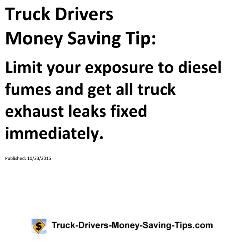 Truck Drivers Money Saving Tip for 10-23-2015