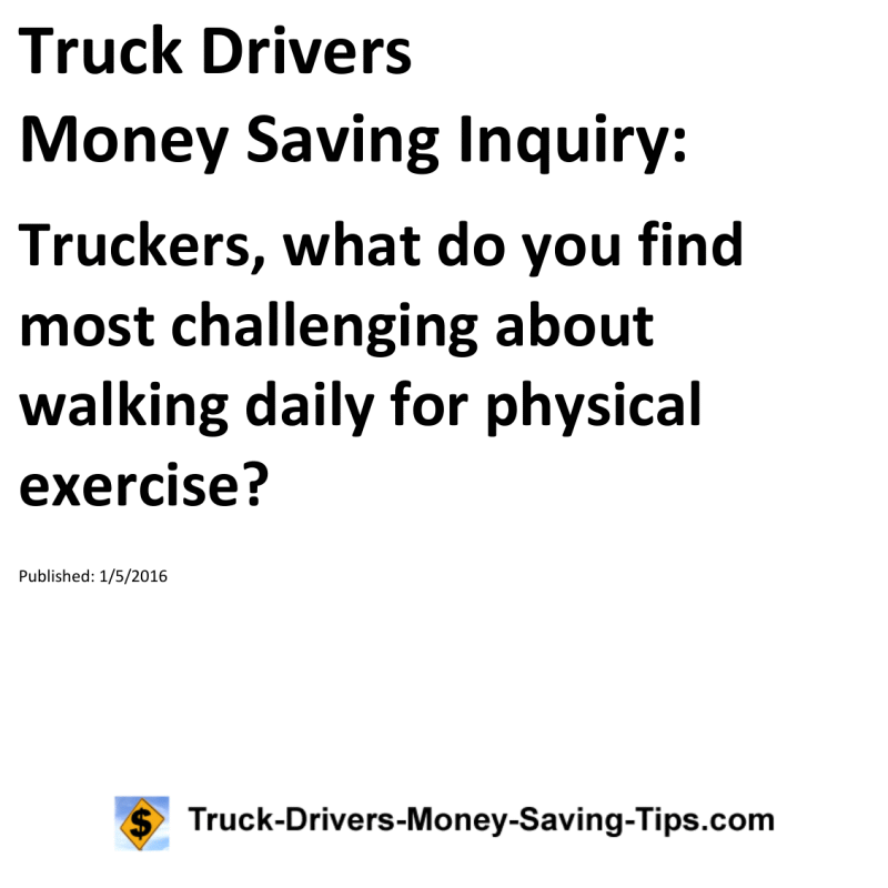 Truck Drivers Money Saving Tip for 01-01-2016