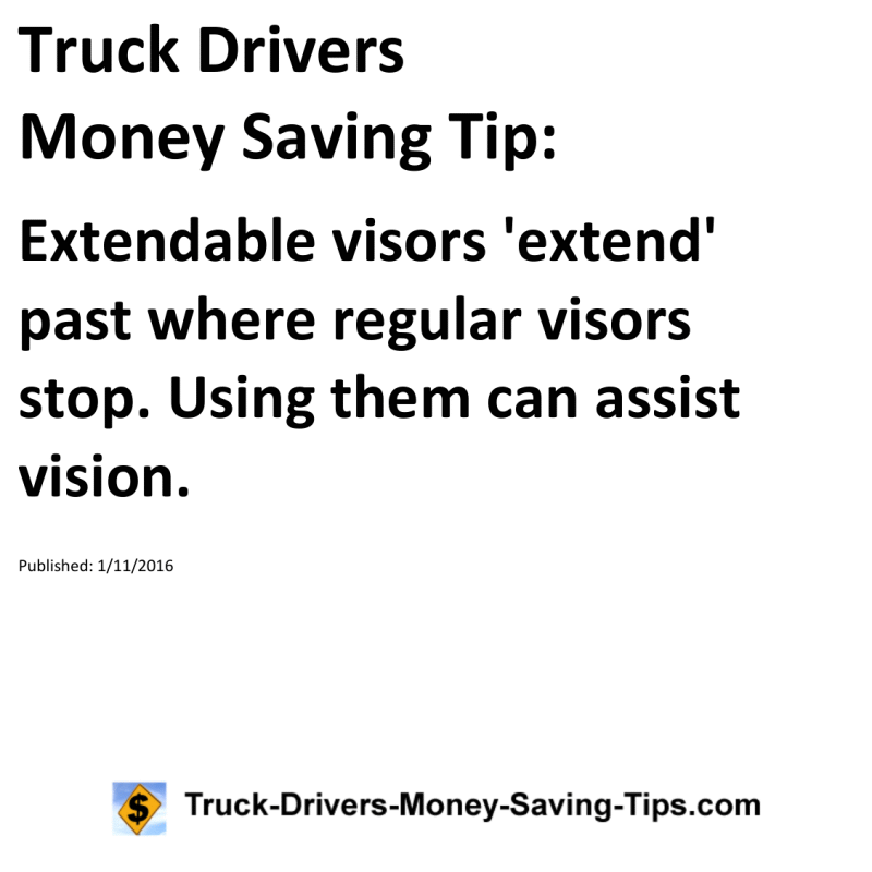 Truck Drivers Money Saving Tip for 01-11-2016