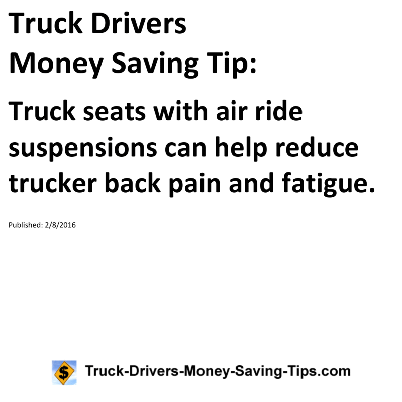 Truck Drivers Money Saving Tip for 02-08-2016