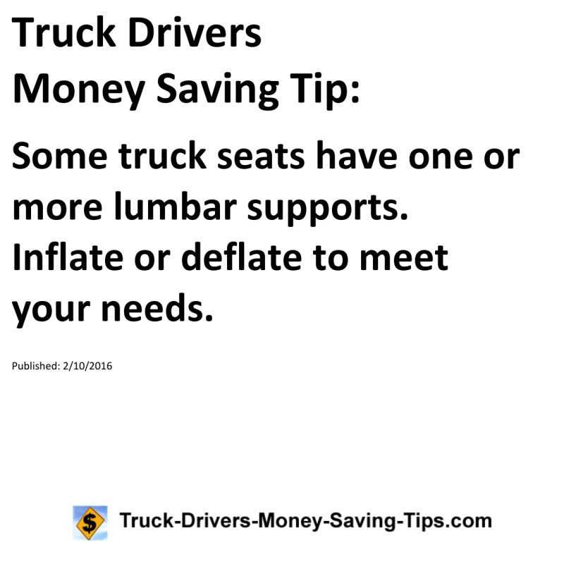 Truck Drivers Money Saving Tip for 02-10-2016